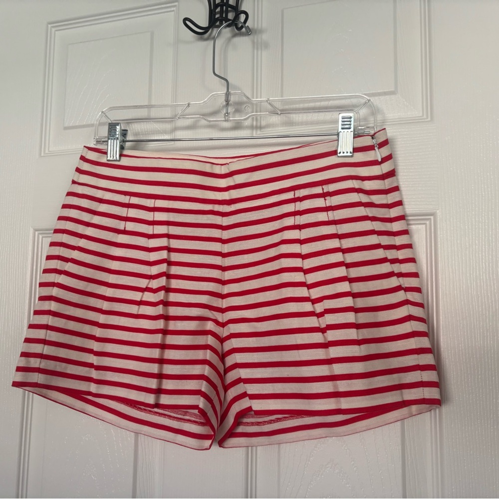 J. Crew High Waist Red and White Striped Shorts